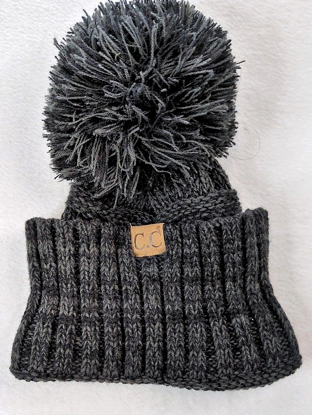 C.C Cable Knit Pom Beanie Black